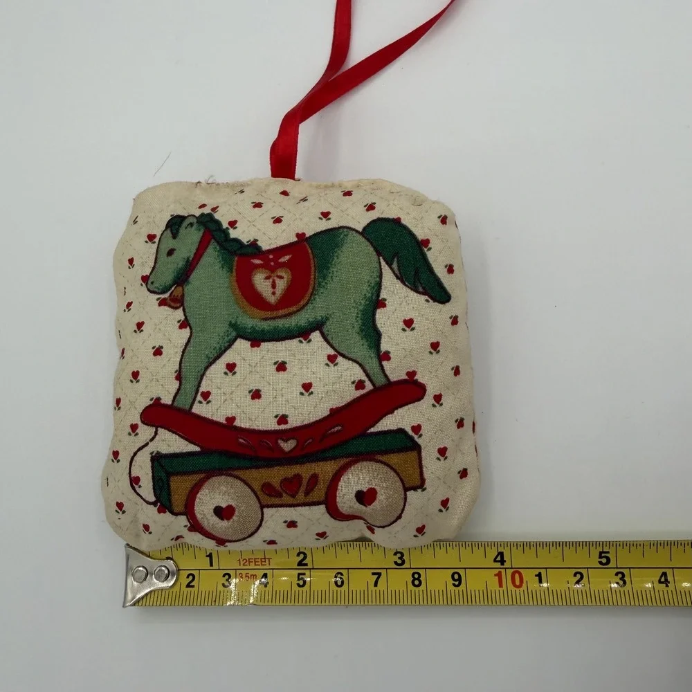VTG‎ Handmade Fabric Ornament Rocking Horse Heart Cozy Country Christmas Decor